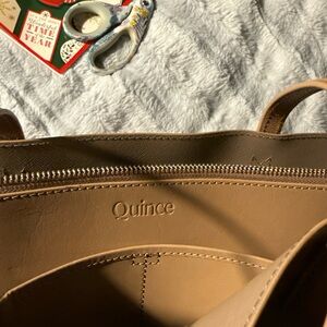 Quince Beige Leather Tote Bag